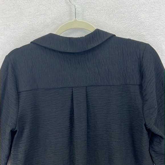 Nina Leonard Notched Neck Tunic Women’s Sz S Black Textured Polyester Knit - Picture 7 of 12